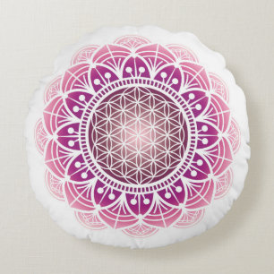 Méditation coussin Mandala fleur de vie rose