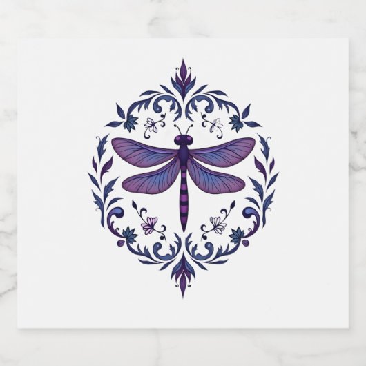 Meditation Fractal Geometry Spiritual Yoga Dragonf Sparkling Wijnetiket (Enkel label)