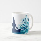 Méditation Illustration Mug - bleu serène Floral (Devant droit)
