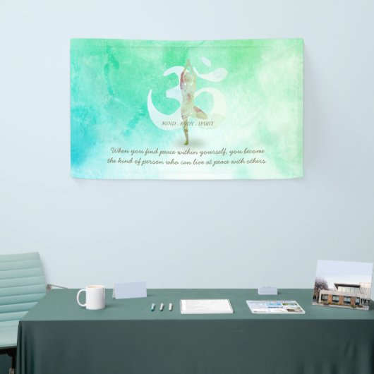 Meditation Instructor Yoga Tree Pose Om Sign Quote Spandoek (Beurs)