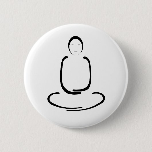 Meditation Man Black Ronde Button 5,7 Cm (Voorkant)