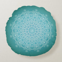 Méditation Mandala Turquoise et blanche Coussin de
