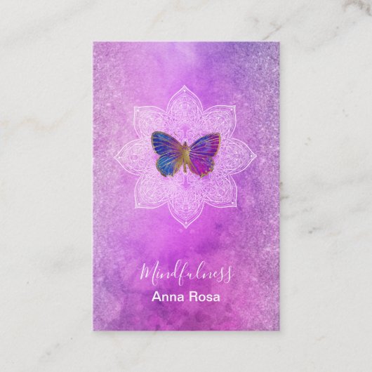 *~* Meditation Mindfulness Mandala Butterfly Reiki Visitekaartje (Voorkant)