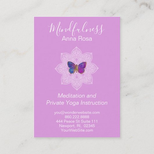 *~* Meditation Mindfulness Mandala Butterfly Yoga Visitekaartje (Achterkant)