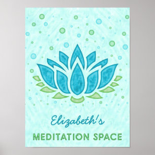 Meditation Space Blue Lotus Flower Zen   Naam Poster