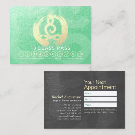 Méditation Yoga Instructeur Classe Pass Fidélité Z (Devant / Derrière)