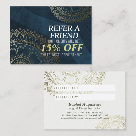 Méditation Yoga Instructeur Gold Mandala Référence (Devant / Derrière)