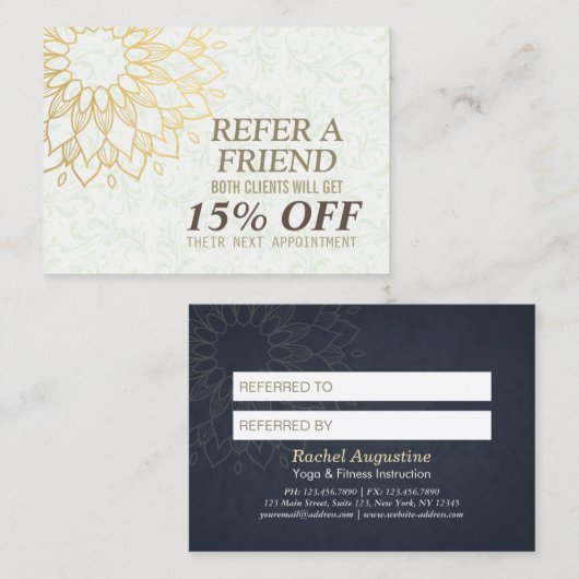 Méditation YOGA Instructeur Référence Gold Mandala (Devant / Derrière)