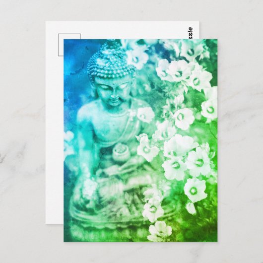*~* Meditation Zen Buddha Meditate Floral Ombre Briefkaart (Voorkant / Achterkant)