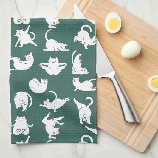 Méditer le chat dans Yoga Poses serviette de cuisi (Quart Plié)