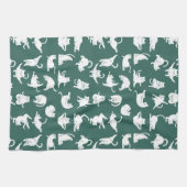 Méditer le chat dans Yoga Poses serviette de cuisi (Horizontal)