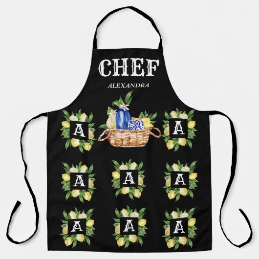 Mediteranan Lijst mandje Chef Monogram Schort (Voorkant)