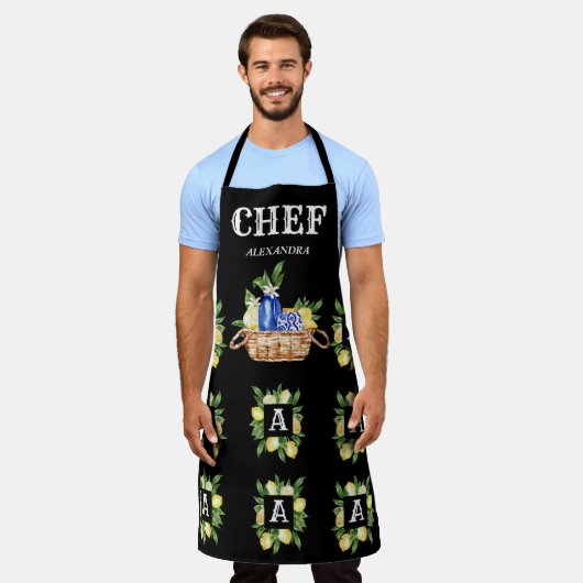 Mediteranan Lijst mandje Chef Monogram Schort (Gedragen)