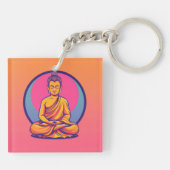 Mediteren Boeddha Digitale Kunst Sleutelhanger (Achterkant)