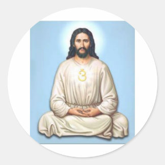 Mediteren Jezus met Om Ronde Sticker