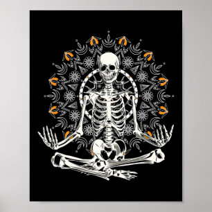 Mediterend skelet Mandala Yoga Grafisch voor Hallo Poster