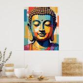 Mediterende Boeddha Kleurrijke Moderne Kunst Schil Poster (Keuken)