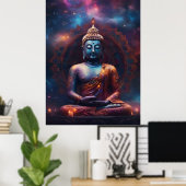 Mediterende Boeddha met Mandala Poster (Thuiskantoor)