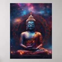 Mediterende Boeddha met Mandala Poster
