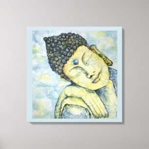 Mediterende Boeddha Waterverf Print Canvas 24x24