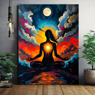 Mediterende vrouw Abstract Canvas Afdruk