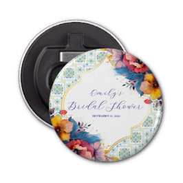 Mediterraan blauw Elegant Vrijgezellenfeest Button Flesopener