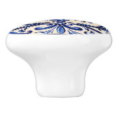 Mediterraan Blauw en Wit Abstract Folk Art Keramische Knop (Zijkant)