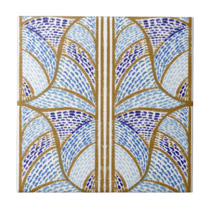 Mediterraan blauw. Goud & Mozaïek Patroon Tegeltje