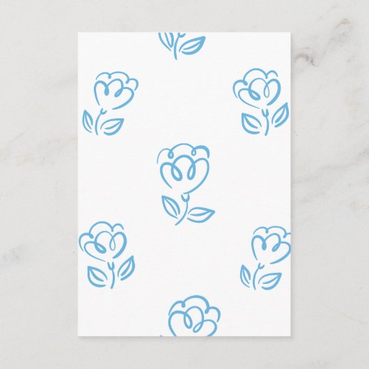 Mediterraan Blauw Hand Getrokken bruiloft Details Informatiekaartje (Achterkant)