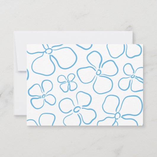 Mediterraan Blauw Hand Getrokken QR Code Huwelijk RSVP Kaartje (Achterkant)