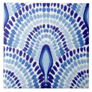 Mediterraan Blauw Mozaïek-Hand-Painted Scallops Tegeltje