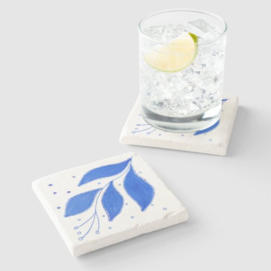 mediterraan blauw stenen onderzetter (Zijkant)