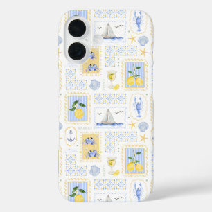 Mediterraan Blauw Tegel Geel Citroen Kust iPhone 16 Hoesje