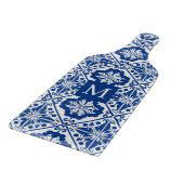 Mediterraan blauw Tegel monogram glas Snijplank (Hoek)