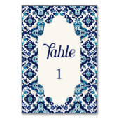 Mediterraan Blauw Tegel Trouwtafel Kaarten (Achterkant)
