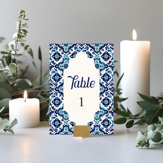 Mediterraan Blauw Tegel Trouwtafel Kaarten