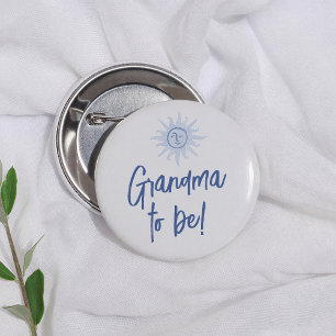 Mediterraan Blauwe Baby Shower Oma Wordt Ronde Button 5,7 Cm
