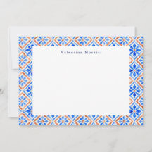 Mediterraan Blauwe Elegante Tegelpatroon Custom