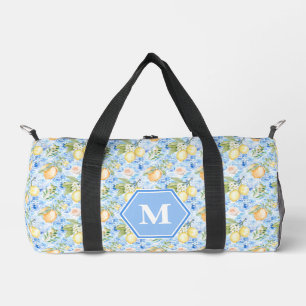 Mediterraan Blauwe Tegel Limoncello Monogram Naam Plunjezak