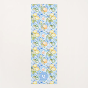 Mediterraan blauwe tegel Limoncello monogram naam Yogamat