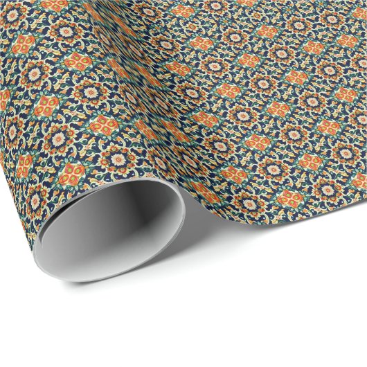 Mediterraan Bloemmotief Cadeaupapier (Rol Hoek)