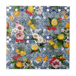Mediterraan Bloemmotief Tegeltje