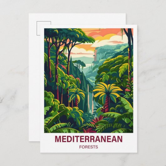 Mediterraan bos illustratie reizen briefkaart (Voorkant / Achterkant)