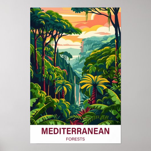 Mediterraan bos illustratie reizen poster (Voorkant)