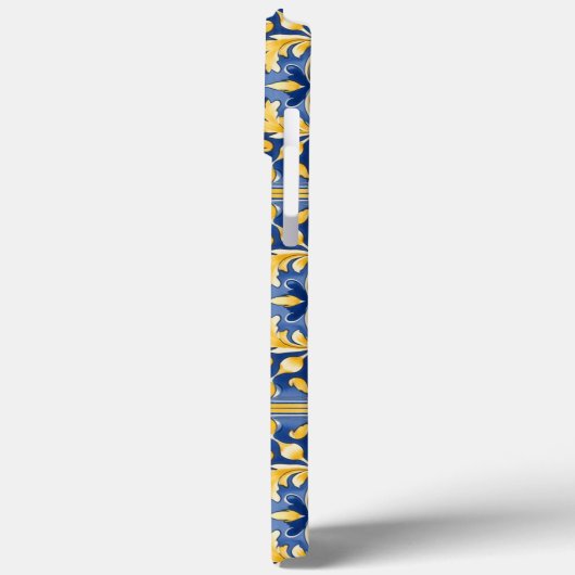 Mediterraan botanisch patroon - blauw en geel Case-Mate iPhone case (Achterkant / Links)