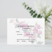 Mediterraan Bougainvillea Roze RSVP-reactie Kaart (Staand voorkant)