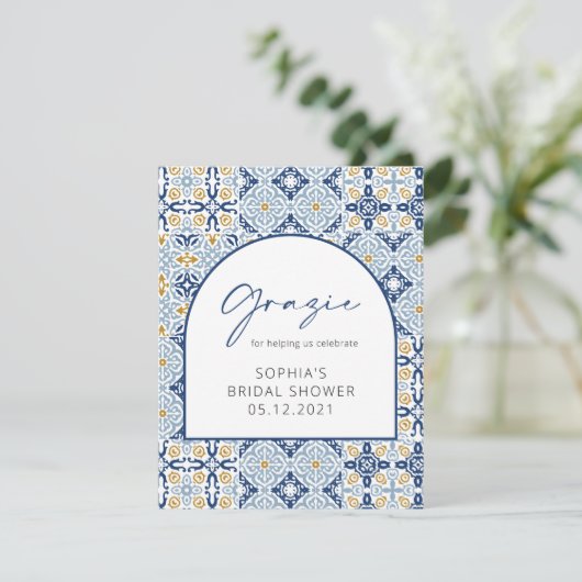 Mediterraan Bruiloftsfeest Dank Je Kaart (Staand voorkant)