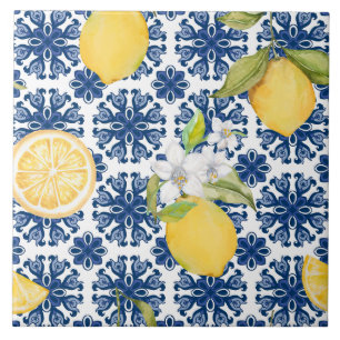 Mediterraan citroen azulejo patroon tegeltje