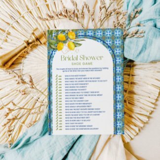 Mediterraan citroen bruiloft schoen spel kaart