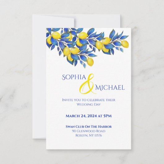 Mediterraan-citroen bruiloft thema kaart (Voorkant)